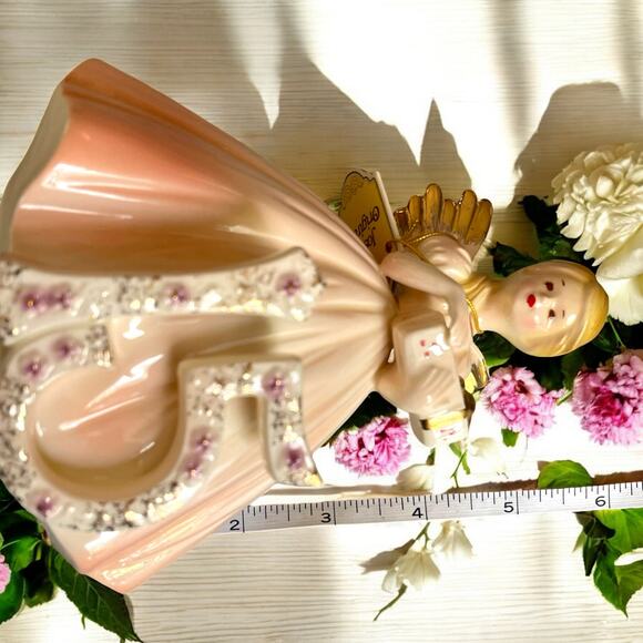 Vtg Josef Originals Birthday Angel Figurine Year 15 Japan Black Eyes Sticker Tag - Picture 12 of 12